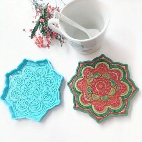 Mandala Coaster Silicone Mold Round Tray Cup Mat Epoxy Resin Casting Mould for DIY Resin Crafts Home Decoration Making Tools in Saudi Arabia