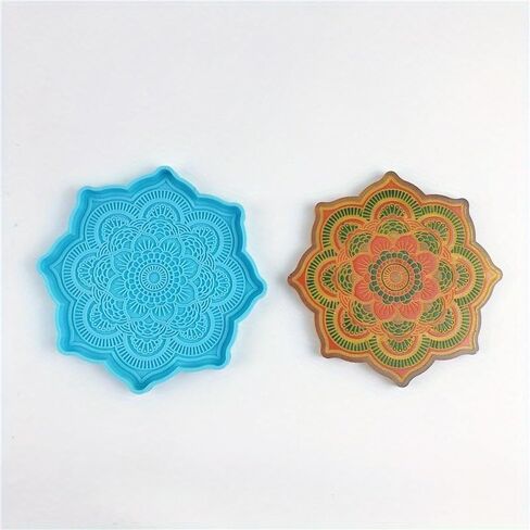 Mandala Coaster Silicone Mold Round Tray Cup Mat Epoxy Resin Casting Mould for DIY Resin Crafts Home Decoration Making Tools in Saudi Arabia