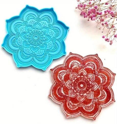 Mandala Coaster Silicone Mold Round Tray Cup Mat Epoxy Resin Casting Mould for DIY Resin Crafts Home Decoration Making Tools in Saudi Arabia