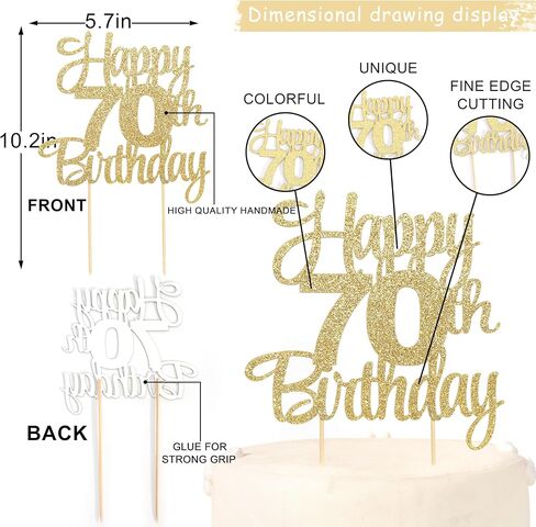 Happy 70th Birthday Cake Topper - 70th Birthday Party Decorations,70 Cake Topper,70 Anniversary Decor (70th) in Saudi Arabia