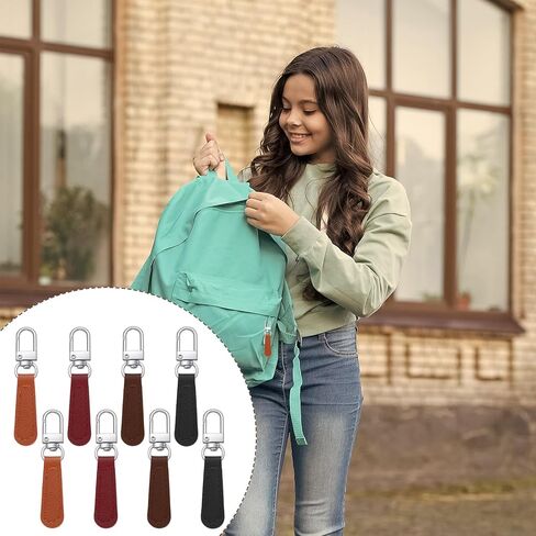 Dplolng 8 قطع من الجلد بسحاب سحب، سحاب يسحب مقبض جلدي بديل سحر قابل للفصل، سحابات بديلة قابلة للفصل، علامات سحب للأمتعة وحقائب الظهر والسترات والمحافظ وحقائب اليد، متعدد الألوان in Kuwait