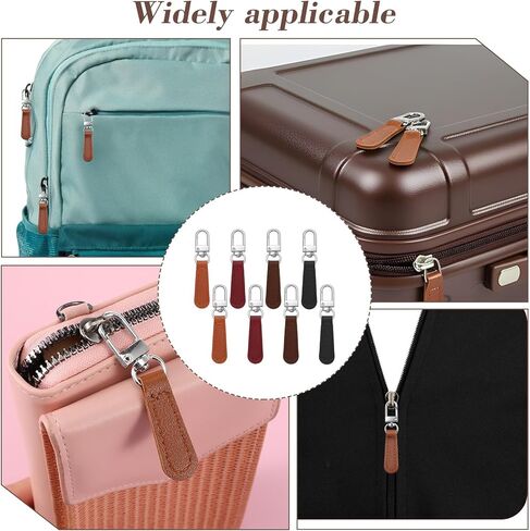 Dplolng 8 قطع من الجلد بسحاب سحب، سحاب يسحب مقبض جلدي بديل سحر قابل للفصل، سحابات بديلة قابلة للفصل، علامات سحب للأمتعة وحقائب الظهر والسترات والمحافظ وحقائب اليد، متعدد الألوان in Kuwait