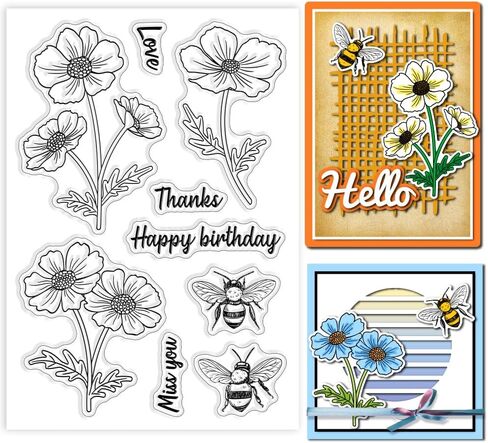 1 Sheet PVC Plastic Clear Stamps, Custom Flower Themed Silicone Stamp, Words Pattern Transparent Stamps for DIY Scrapbooking Photo Album Decorative Cards Making, 6.3x4.33inch in Saudi Arabia