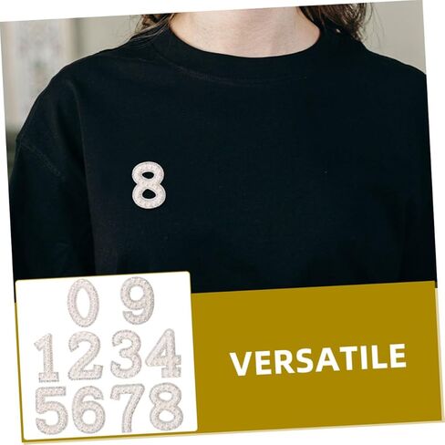 رقعات أرقام للكي من حجر الراين واللؤلؤ من Angoily لحقائب أحذية الملابس DIY، زينة أنيقة بلينغ 1.81 × 1.25 بوصة، رقع معطف مزخرفة لمشاريع الموضة in Kuwait