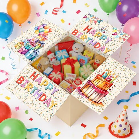 UIBOVA 8 Pcs Birthday Gift Box Stickers, Happy Birthday Stickers for Adults Kids, 8.5x11 Inch Presents Sticker Labels for Gift Box, Birthdays Gifts Name Tags for Christmas Wedding Graduation-B32 in Kuwait