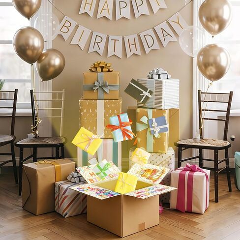 UIBOVA 8 Pcs Birthday Gift Box Stickers, Happy Birthday Stickers for Adults Kids, 8.5x11 Inch Presents Sticker Labels for Gift Box, Birthdays Gifts Name Tags for Christmas Wedding Graduation-B32 in Kuwait