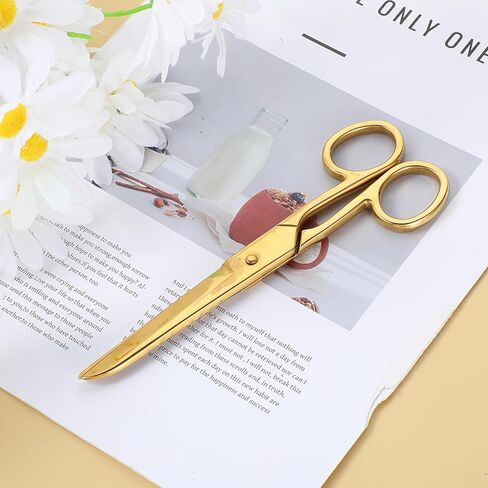 Gold Scissors 7inch Gold Scissors for Office Desk Vintage Craft Tailor, All Purpose Stainless Steel Professional Dressmaker Shears for Office Desk School Home in Saudi Arabia