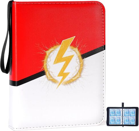 Trading Card Binder 4 Pocket, 400 Card Holder with 50 Removable Sleeves, Lightning Bolt Design, 3-RING Portable Collection Card Ablum for MTG/TCG/Sport Cards in Saudi Arabia