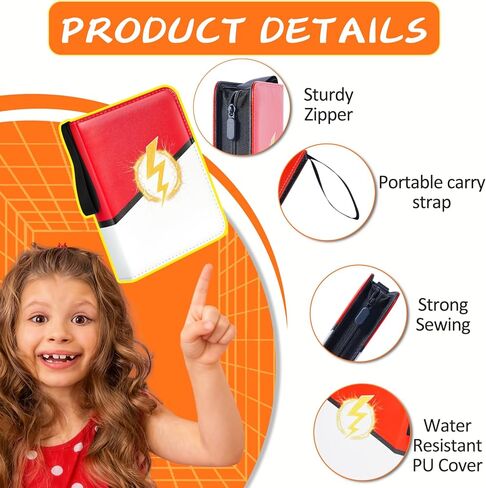 Trading Card Binder 4 Pocket, 400 Card Holder with 50 Removable Sleeves, Lightning Bolt Design, 3-RING Portable Collection Card Ablum for MTG/TCG/Sport Cards in Saudi Arabia