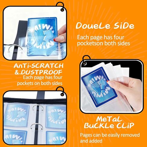 Trading Card Binder 4 Pocket, 400 Card Holder with 50 Removable Sleeves, Lightning Bolt Design, 3-RING Portable Collection Card Ablum for MTG/TCG/Sport Cards in Saudi Arabia