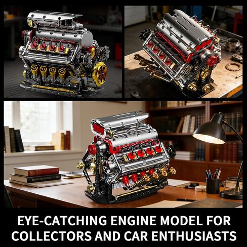 V8 Engine Model Kit That Runs, 8-Cylinder Car Engine Building Set with Rechargeable Motor, Compatible with Lego for Adults, STEM Engineering Construction Toy for Teens Boys (1176 PCS) in Saudi Arabia