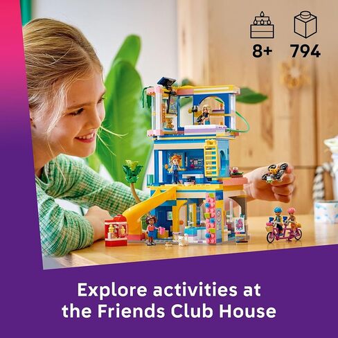 LEGO Friends Heartlake City Friends Club House Building Toy for Girls & Boys - Pretend Play Set for Kids, Ages 8+ - W/5 Minidolls, 3 Toy Animals, & Accessories - Gift Idea for Birthdays - 42689 in Saudi Arabia