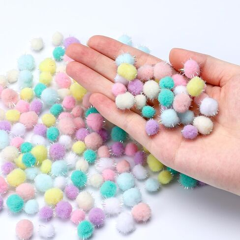 200 Pcs Cat Pom Pom Balls 0.5 Inch & 0.4 Inche Extra Large Sparkle Interactive Cat Ball Toy Assorted Color Flash Ball for Exercise and Entertainment in Kuwait