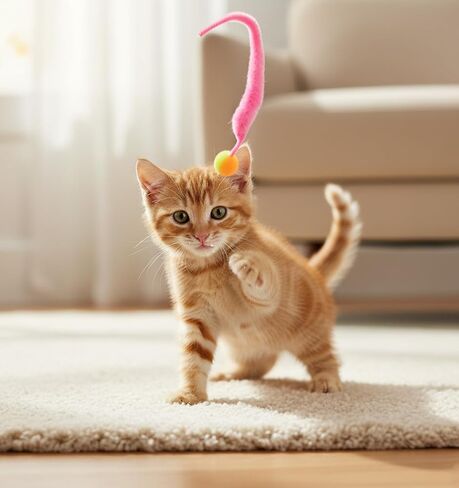 7pcs Bouncy Tails Cat Toys,Bouncy Balls for Cats,Fuzzy Worm Cat Toy with Ball,Interactive Cats Toy Worm,Colorful Fuzzy Balls for Pet Party Favors,Rainbow Colors in Kuwait