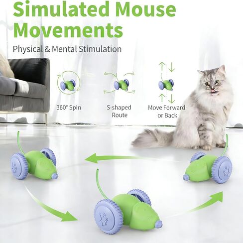 Interactive Cat Toys for Indoor Cats, Kitten Toys Like a Mouse, Rechargeable Cat Mouse Toy with Tail & Lights, Cat Toys for Bored Indoor Adult Cats, Automatic Cat Toy for Enrichment Exercise in Saudi Arabia