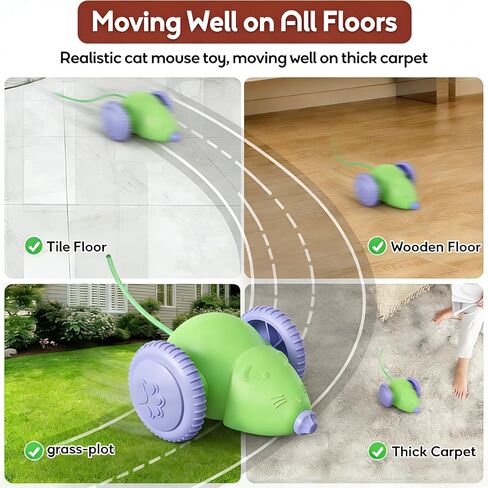 Interactive Cat Toys for Indoor Cats, Kitten Toys Like a Mouse, Rechargeable Cat Mouse Toy with Tail & Lights, Cat Toys for Bored Indoor Adult Cats, Automatic Cat Toy for Enrichment Exercise in Saudi Arabia
