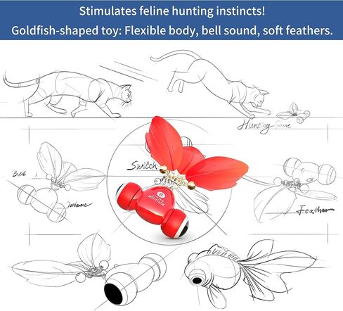 Kitifish Automatic Cat Toys for Indoor Cats, Interactive Cat Feather Toys with Feather and Bell, Smart Electric Moving Kitty Toy, kitifish Toys, Stiulate Hunting Instinct for Your Kitty in Saudi Arabia