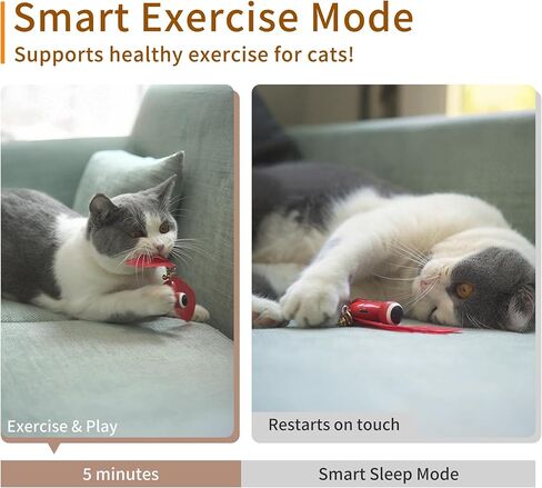 Kitifish Automatic Cat Toys for Indoor Cats, Interactive Cat Feather Toys with Feather and Bell, Smart Electric Moving Kitty Toy, kitifish Toys, Stiulate Hunting Instinct for Your Kitty in Saudi Arabia