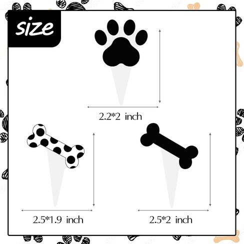 Puppy Dog Paw Print Cupcake Toppers Dog Birthday Party Supplies 48PCS Black and White Dog Puppy Bone Theme Cupcake Picks Dogs Party Cake Decorations for Pet Birthday Baby Shower Deocr in Saudi Arabia