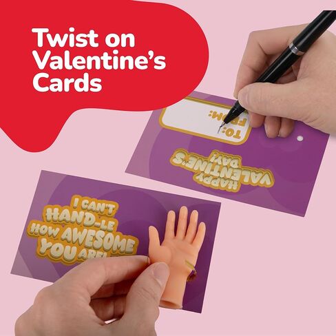 بطاقات الأيدي الصغيرة لعيد الحب من ArtCreativity - مجموعة من 28 - بطاقات عيد الحب للأيدي الصغيرة مع دمى الأصابع للحفلات المدرسية، وتبادل الهدايا في الفصول الدراسية للأطفال، وهدايا الحفلات الممتعة العائلية in Kuwait
