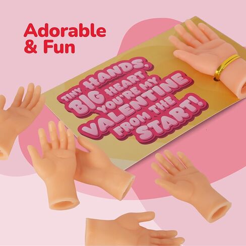 بطاقات الأيدي الصغيرة لعيد الحب من ArtCreativity - مجموعة من 28 - بطاقات عيد الحب للأيدي الصغيرة مع دمى الأصابع للحفلات المدرسية، وتبادل الهدايا في الفصول الدراسية للأطفال، وهدايا الحفلات الممتعة العائلية in Kuwait
