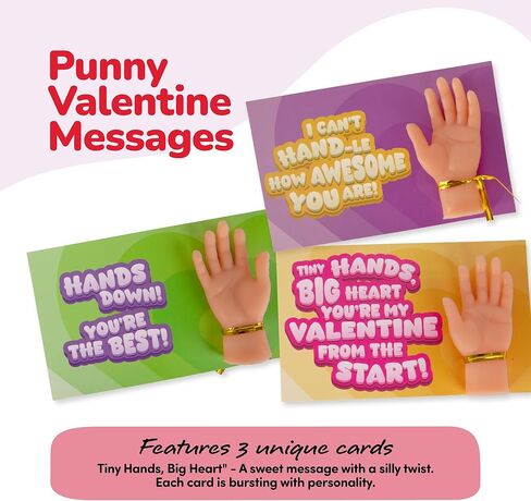 بطاقات الأيدي الصغيرة لعيد الحب من ArtCreativity - مجموعة من 28 - بطاقات عيد الحب للأيدي الصغيرة مع دمى الأصابع للحفلات المدرسية، وتبادل الهدايا في الفصول الدراسية للأطفال، وهدايا الحفلات الممتعة العائلية in Kuwait