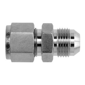 Brennan Industries N2402-06-06-SS Stainless Steel Straight Double-Ferrule Tube Fitting, 9/16"-18 NPT Thread, 3/8" Tube x 3/8" Male JIC (Pack of 1)