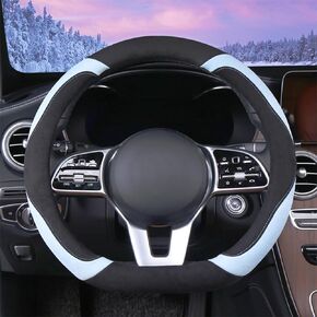 Soft D Shape Steering Wheel Cover, Warm Steering Wheel Cover Fashion Universal 15 inch, Black