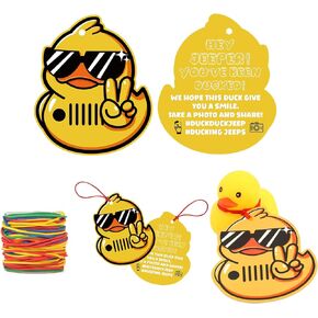 LUTER 60pcs Duck Tags, Funny Duck for Jeep Tags with Round Hole and 60 Colorful Rubber Bands Cruising Duck Tags for Adults Kids
