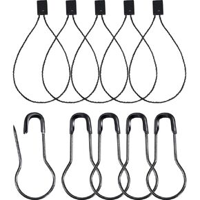 Hestya 500 Pieces Hang Tag String 500 Pieces Black Pins 6.6 Inch Clothes Tags Plastic Fastener Black Price Tag Nylon Strings and 0.8 Inch Metal Ground Pins Pear-Shaped Pin Clothes Tag Pins