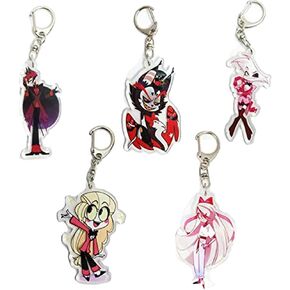 DJMANMENGG Habzin Hotel Vaggie Keychain Anime Alastor Cosplay Acrylic Keyring Pendant 5PCS in Kuwait