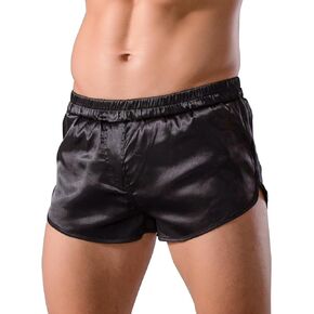GENEMEN Mens Satin Silk Boxers Sexy Lounge Shorts 3 Inch Inseam Pajama Bottoms Silky Boxer Briefs