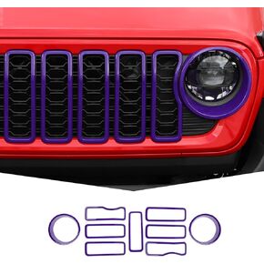 JeCar Front Grille Inserts/Headlight Trim Covers Decoration Kit Fit for Jeep Wrangler 2024 JL JLU & Gladiator JT 2024, Carbon Fiber Finish