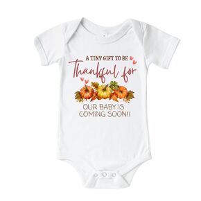 Tiny Gift To Be Thankful For Thanksgiving Pregnancy Announcement Onesie, Fall Baby Announcement to Grandparents, Thanksgiving Announcement Onesie, Husband, Family. Baby Reveal, Surprise