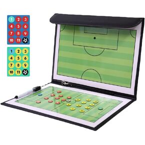 XASMA Football Coaching Board Coaches Clipboard Tactical Magnetic Board Kit,Soccer Training Equipment ，Portable Strategy Coach Board with Dry Erase, Marker Pen and Zipper Bag