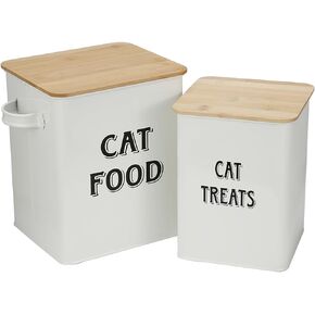 Morezi Cat Food Storage Container Farmhouse Pet Food Treats Holder with Lid and Scoop, Perfect Sturdy Canister Tins for Kitchen Countertop, Shelf, Great Gift for Pet Owners - Cat Food
