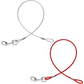 2 Pack Chew Proof Dog Leashes Extension Heavy Duty Dog Leash Extender, Metal Non-Tangle Connect Leash for Any Leash & Collar & Harness (Red+Clear)
