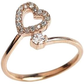 1.00 Ct Round Cut Simulated Diamond 14k Rose Gold Plated Heart Adjustable Toe Ring 925 Silver
