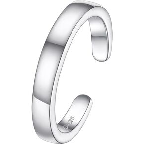 FOCALOOK Toe Ring for Women, 925 Sterling Silver Adjustable Open Toe Ring Hypoallergenic Beach Foot Jewelry for Summer Holiday(With Gift Box)