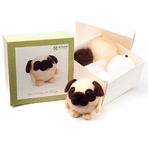 Pug Felting Kit - Starter, Felting Kit for Beginners Adult and Craft Kit, Unique Felt Animal, Felting Tools Included Felting Needles, Felting Pad, Felting Wool and Video Instruction in Saudi Arabia
