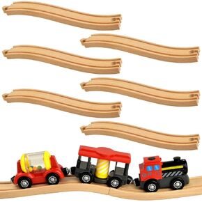 12 Pieces Ascending Wood Train Tracks Wood Train Tracks Expansion Compatible with Most Train Tracks Wood Train Track Connectors for Girls Boys Birthdays (12 PCS, Ascending)