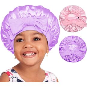 BONNET QUEEN 2Pcs Double Layer Baby Bonnet Kid Bonnet Satin Lined Bonnet Silk Bonnet for Girls Boys Toddler Infants with tie Band Bow 6-12 Months Pink+Lilac in Saudi Arabia