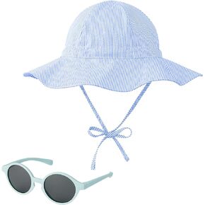 Century Star Baby Girl Sun Hat with Sunglasses Toddler Boy Beach Hats UPF 50+ Baby Bucket Hat Wide Brim Infant Sun Hat