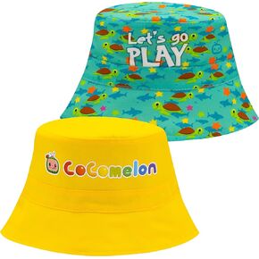 Cocomelon Bucket Hat, Reversible Sun Hat for Toddler Boys & Girls, Multicolored Summer Baby Hat Featuring Cocomelon