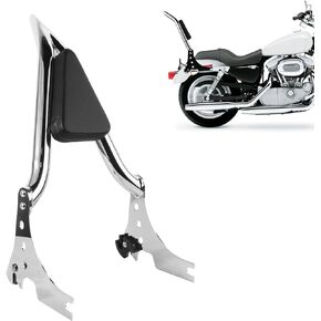 Espear Motorcycle Backrest Rear Sissy Bar Detachable Passenger Pad Luggage Rack for Harley 883 Sportster Rear Backrest 2004-2022