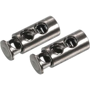 METALLIXITY Plastic Cord Locks (0.9"x 0.35") 3pcs, Double Hole Spring Stop Toggle Stoppers - for Drawstrings, Backpack, Shoelaces, Clothing, Bags, Black