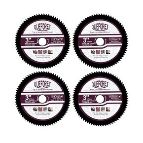 QUEFORET 3 Inch (75mm) Diamond Tile Saw Blades - 4pcs Cutting Discs for Porcelain Ceramic Tile Marble Artificial Stone, with 3/8 Inch (10mm) Arbor, for Angle Grinder