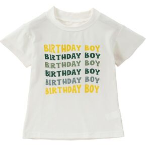 Summer Kids Toddler Baby Boy Birthday Shirt Short Sleeve Birthday Boy Letters Print T-Shirt Tops for Boys 1-5 Years