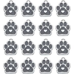MECCANIXITY Cat Dog Paw Charm Footprint Paw Print Charm Alloy Enamel Pendants for DIY Jewelry Making Earrings Necklaces Bracelets Crafts