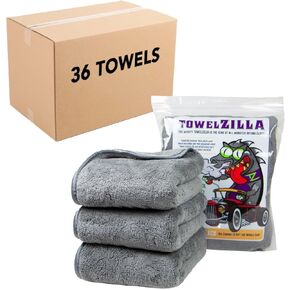 Arkwright TowelZilla Microfiber Cleaning Cloths - 800 GSM Ultra-Thick, Lint Free Car Drying Towel for Polishing, Washing, Auto Detailing, 25 x 36 in, Grey